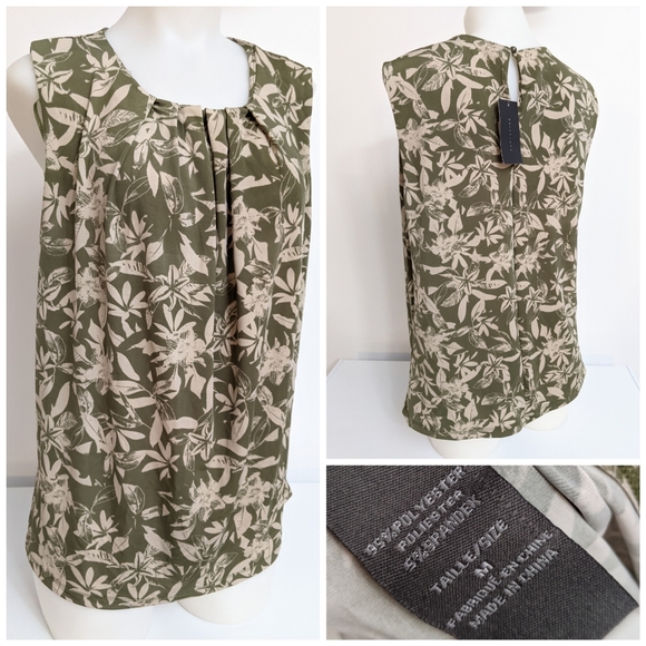 NWT Stretch Sleeveless Flowers Print Top Sz M - Picture 1 of 1